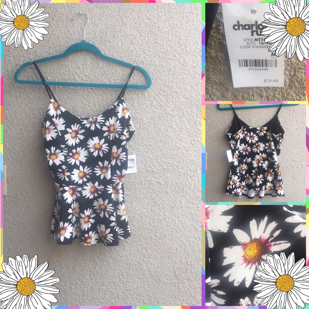 NWT charlotte russe v-neck daisy print peplum top